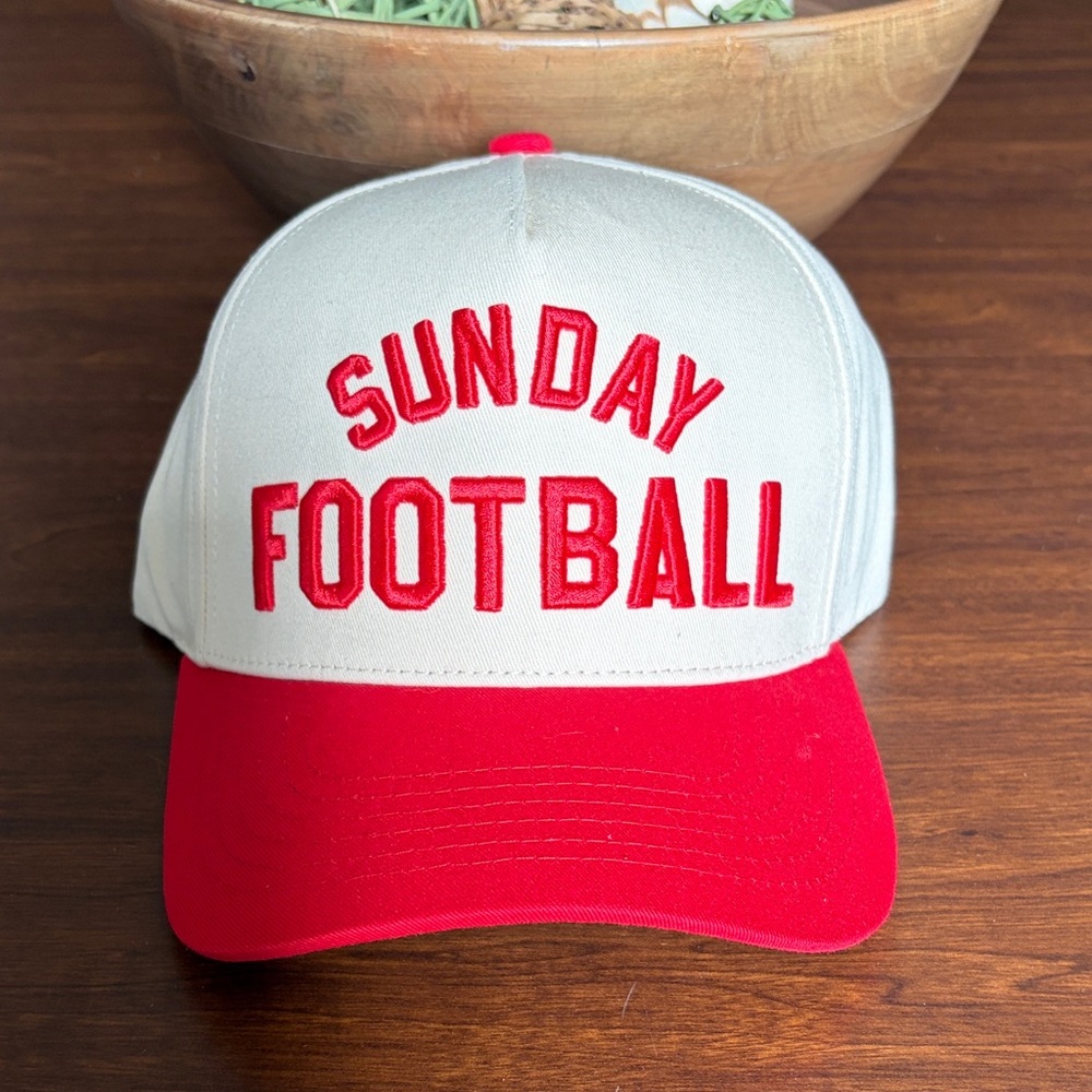 C.C Beige and Red "Sunday Football" Baseball Cap